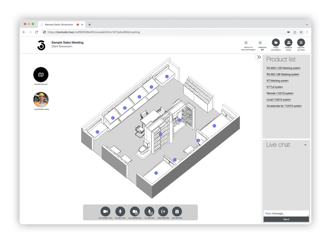 Plataforma Roomote mostrant un showroom