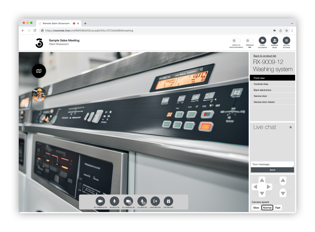 Plataforma Roomote mostrant detalls de maquinària pesada